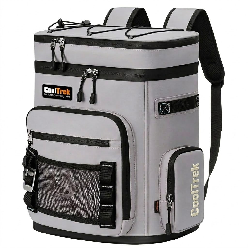 CoolTrek 30L Waterproof Insulated Cooler Backpack - Leakproof PVC Soft Cooler Bag for Camping, Beach, Fishing, Picnic & Outdoor Travel