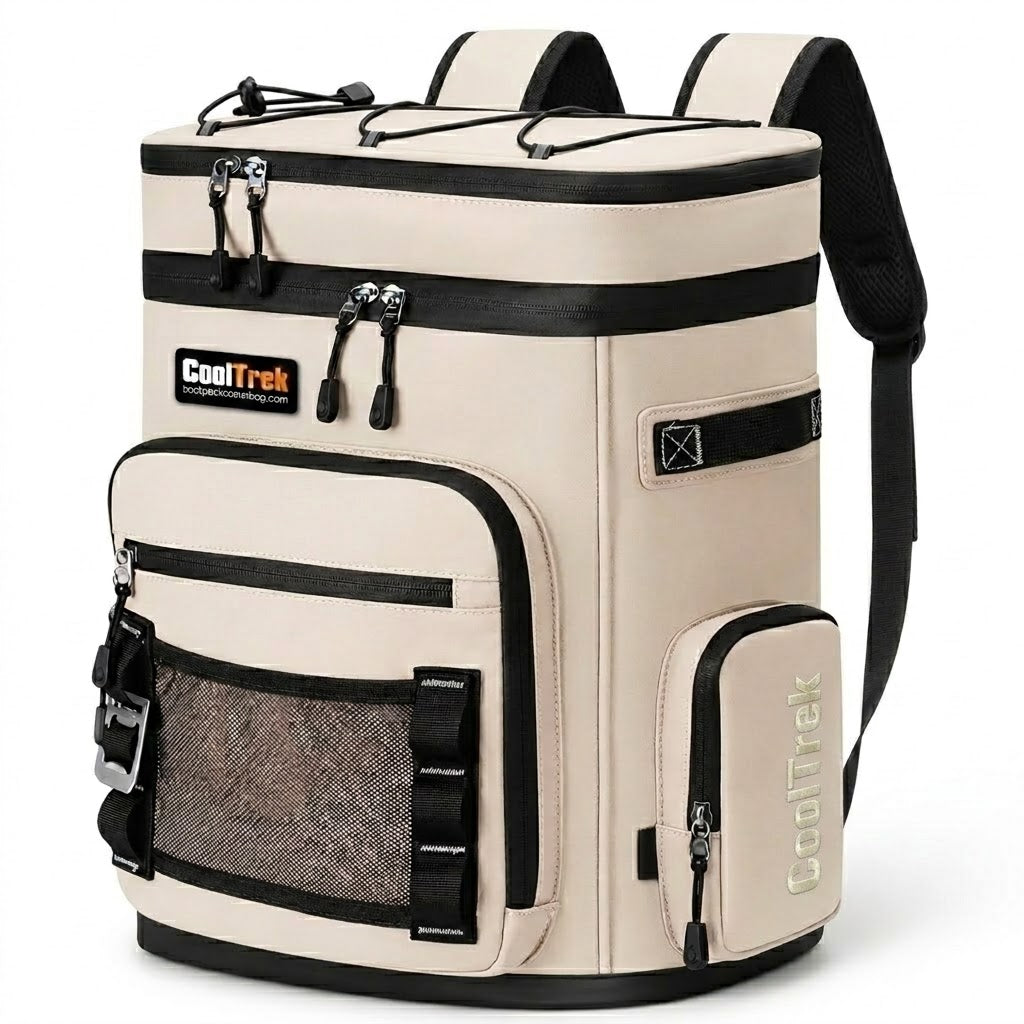 CoolTrek 30L Waterproof Insulated Cooler Backpack - Leakproof PVC Soft Cooler Bag for Camping, Beach, Fishing, Picnic & Outdoor Travel